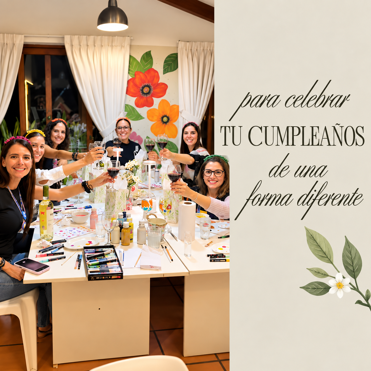Celebración de cumpleaños con una actividad artística en el taller