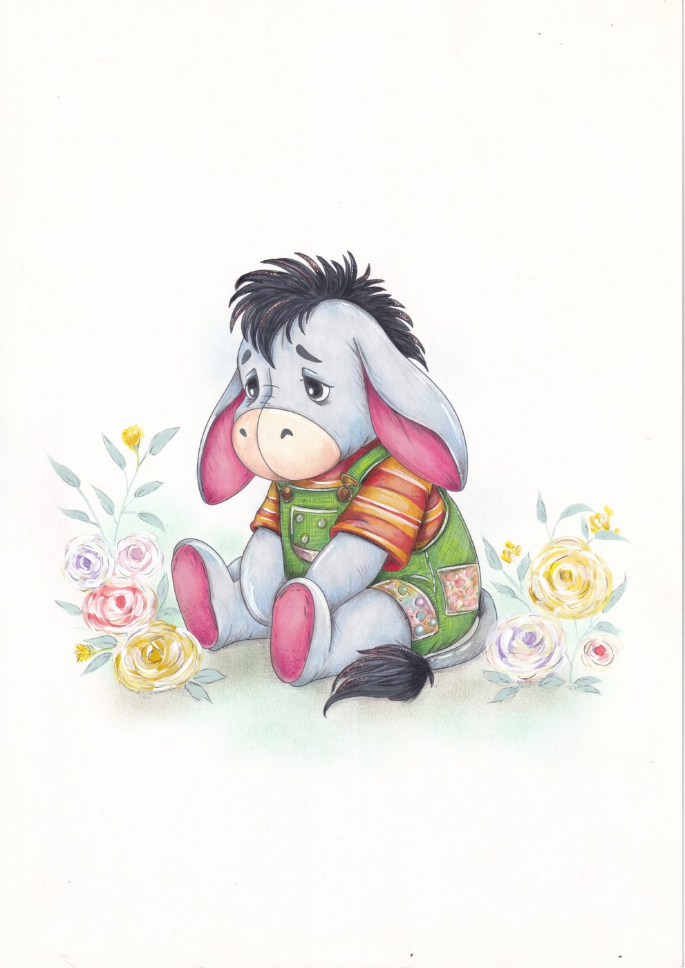 Ilustración de burrito con flores