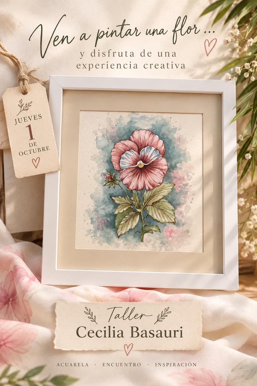 Anuncio del workshop Ven a pintar una flor, jueves 1 de octubre