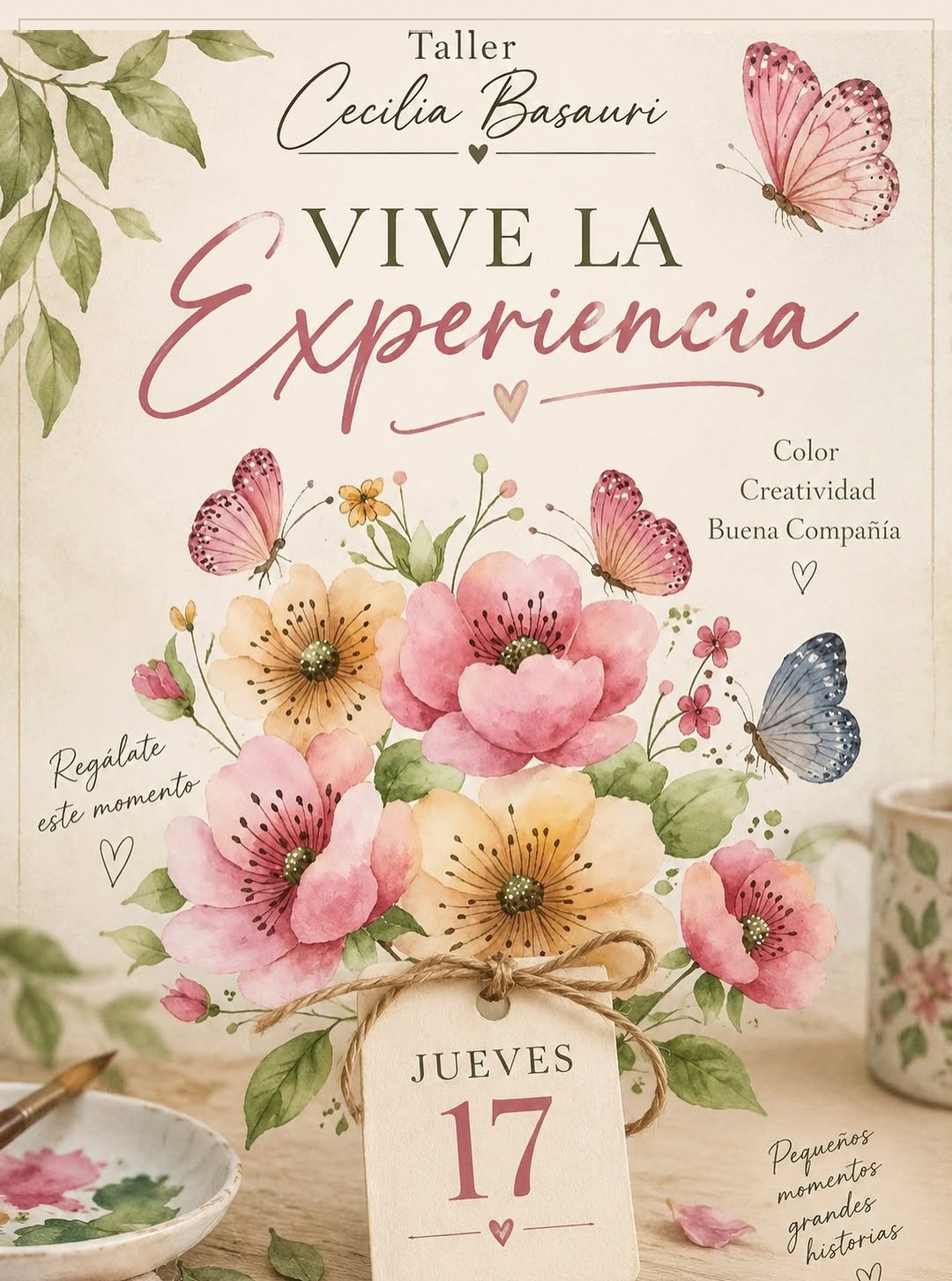 Publicación del workshop Flores en Acuarela, Vive la Experiencia, jueves 17